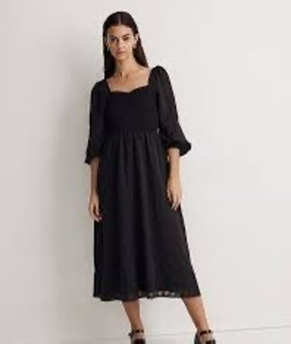 Madewell Black Lucie Sweatheart MIDI Dress XS Goth Whimsygoth